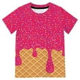 thumbnail image 4 of Tisuna Stylish Tops For Girls Boys Child Ice Cream Print Short Sleeve Crew Neck Shirts Fashion Casual Toddler Kids Summer Outfits Hot Pink Size 6-7 Years, 4 of 6