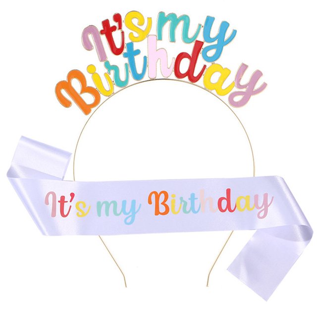 Una diadema de CUMPLEAÑOS y una correa para el hombro para la fiesta ceremonial ES MI CUMPLEAÑOS