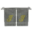 thumbnail image 1 of Monogrammed Hand Towel, Personalized Gift, 16 x 30 Inches - Set of 2 - Gold Embroidered Towel - Extra Absorbent 100% Turkish Cotton - Soft Terry Finish - for Bathroom, Kitchen and Spa - Script I Gray, 1 of 3