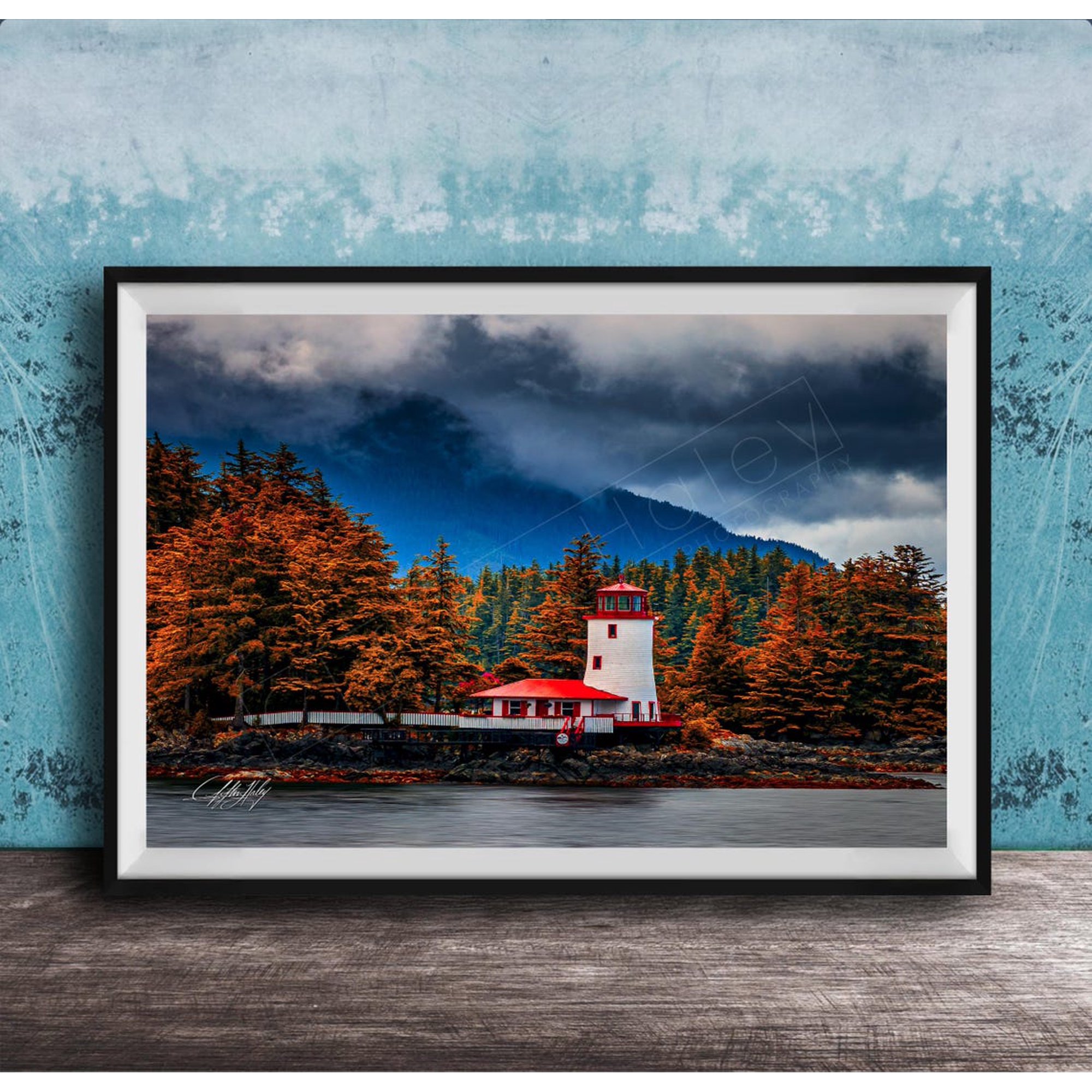 Sitka Alaska Lighthouse Poster For Autumn Coastal Landscape Decor