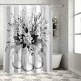 thumbnail image 2 of Shower Curtain Gray Eucalyptus Leaf Flower Shower Curtains for Bathroom Decor Stripes Jar Floral Shower Curtain Sets with Hooks Waterproof Fabric Bath Curtain Small Stall 36" X 72", 2 of 5