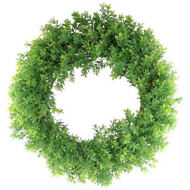 22 in. Boxwood Wreath Spring Wall Door Decoration, Green