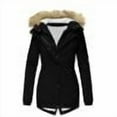 thumbnail image 5 of FNFYFH Women's Warm Fleece Lined Parka Winter Thicken Hooded Jackets Slim Fit Drawstring Coat Full Zip Outerwear with Faux Fur Hood, 5 of 5