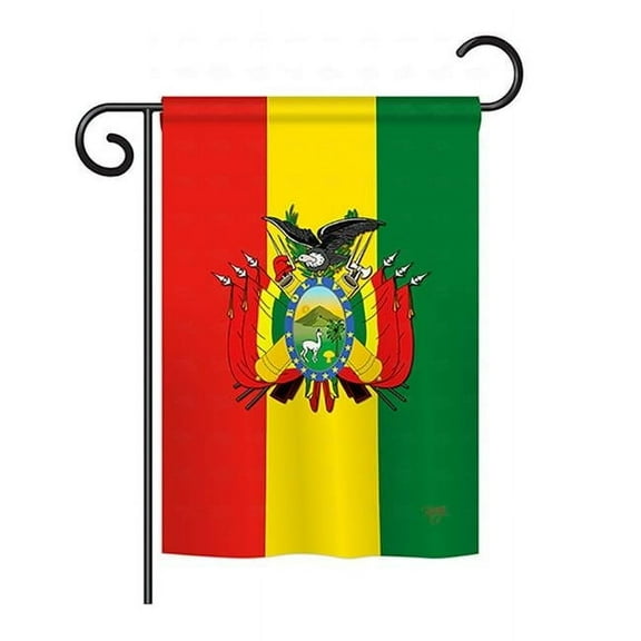 Breeze Decor BD-CY-GS-108155-IP-BO-D-US13-BD 13 x 18.5 in. Bolivia Flags of the World Nationality Impressions Decorative Vertical Double Sided Garden Flag Set with Banner Pole