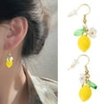 thumbnail image 2 of Stylish Lemon shaped Dangle Earrings Sunny Citrus Earrings Adornment Ear Hooks Dangle Ear Rings Ornament, 2 of 8