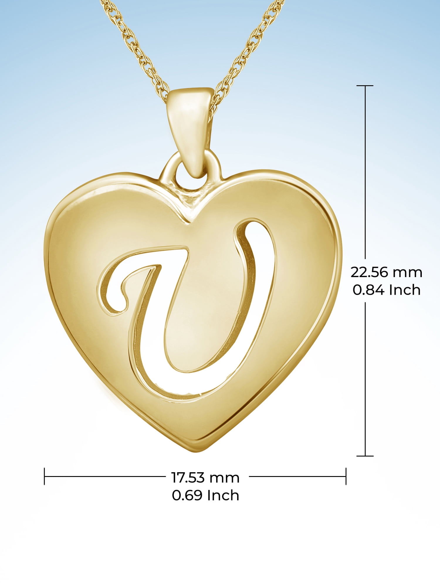 JewelersClub Initial Letter Pendant for Women|Customizable 14K Gold over Silver U Alphabet Monogram Necklaces for Girls|Cursive Script Capital Letters|Personalized Jewelry Gift for Her