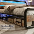 thumbnail image 4 of ChVans LED Queen Size Bed Frame with Wood Headboard & Footboard, Heavy Duty Metal Bed Frame with LED Lights & Under-Bed Storage, Noise Free, No Box Spring Needed, Brown, 4 of 10