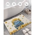 thumbnail image 5 of Shag Bath Rugs Blue Truck Farm Yellow Sunflower Plush Soft Fluffy Doormat Floor Carpet,Non-Slip Living Room Bedroom Kitchen Entryway Door Mats Country Plant Retro Linen, 5 of 6