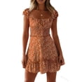thumbnail image 2 of Women Summer Sweetheart Collar Printed Ruffle Mini Dress, 2 of 6