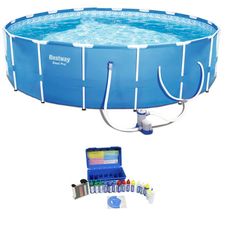 Bestway 12 x 12 Foot Steel Frame Pool + Chlorine pH Alkaline Water Test (Best Way To Test Body Fat Percentage)