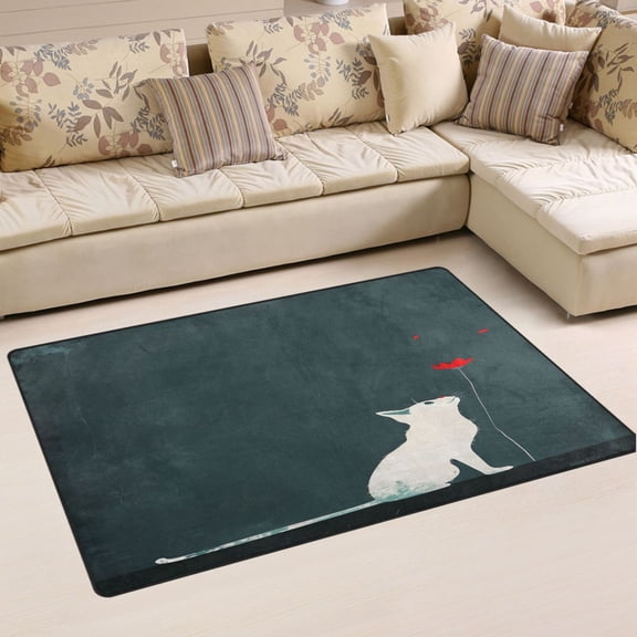 Ryvnso A Cat Area Floor Mat Non-Slip Carpet Soft Rugs Doormats 31" x 20"