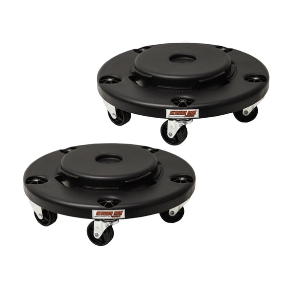 Extreme Max 5001.6832 Trash Can Dolly with Five 3" Rugged Casters for Smooth Transport of Heavy Loads - 500 lb. Capacity, Fits 22-55 Gallon Trash Cans - Set of 2