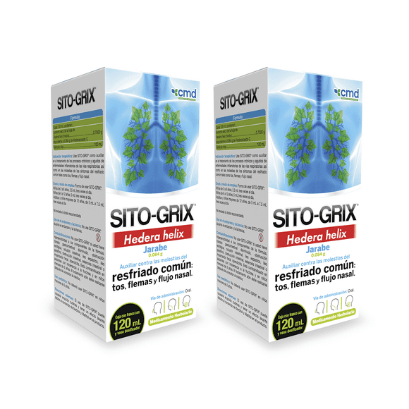 SITO-GRIX Hedera helix | CMD | Duo pack con 2 cajas con frascos de Jarabe con 120 ml c/u.