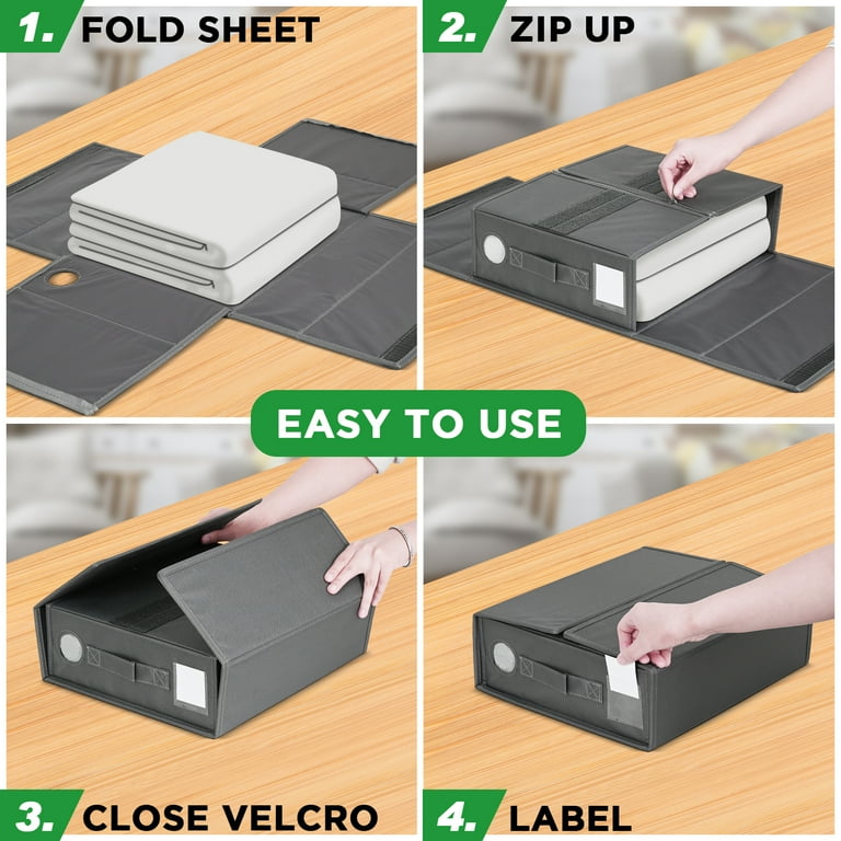 Ollieroo 4 Pack Bed Sheet Organizers and Storage,Foldable Closet