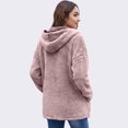 thumbnail image 3 of longantii Hooded Fleece Jackets for Women Zip-Up Sherpa Cardigan Coat Fuzzy Plush Long Sleeve Mid-Length Outerwear Pockets Casual Trendy Cozy Fall Winter, 3 of 4