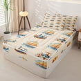 thumbnail image 2 of Castle Fairy Vintage Vehicle Zipper Twin Comforter Sets with Fitted Sheet and 2 Pillowcases for Boys,Airplane Pattern Zipper Bedding Set for Bedroom,Blue Orange,4-Piece,Reversible, 2 of 6
