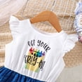 thumbnail image 2 of Gelikeya Girls Easter Dresses Size 6 Cute Flutter Sleeve Design Princess Dress Spring Summer Crayon Inpired Playful Patchwork Dresses(Toddlers, White, 5-6 Years), 2 of 6