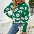 thumbnail image 2 of Women's Long Sleeve Crewneck Knit Sweater Printed Casual Loose Fit Fall Winter Pullover Jumper Sweaters Tops, 2 of 8