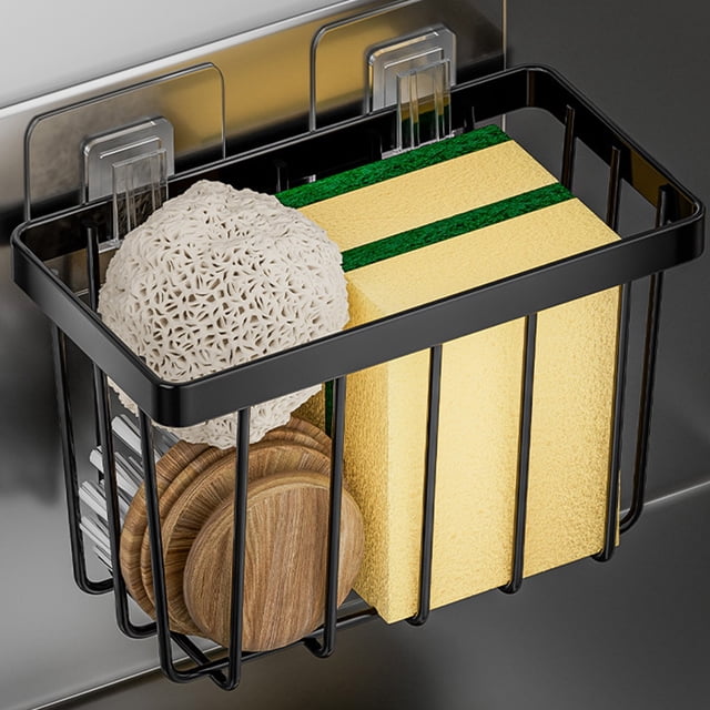 Fiudx Cesta de Almacenamiento de Esponja Esquinera de Acero Inoxidable, Escurridor con Orificios Cuadrados, Organizador Moderno para Cocina y Baño, Resistente a La Oxidación, Fácil Instalación, Ahorr