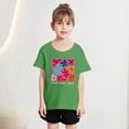thumbnail image 2 of YOUSNH T-Shirt à Manches Courtes Col Rond Imprimé Mode Mignon pour Filles, Décontracté, Ample, Été, Vert 8-10 Ans, 2 of 5