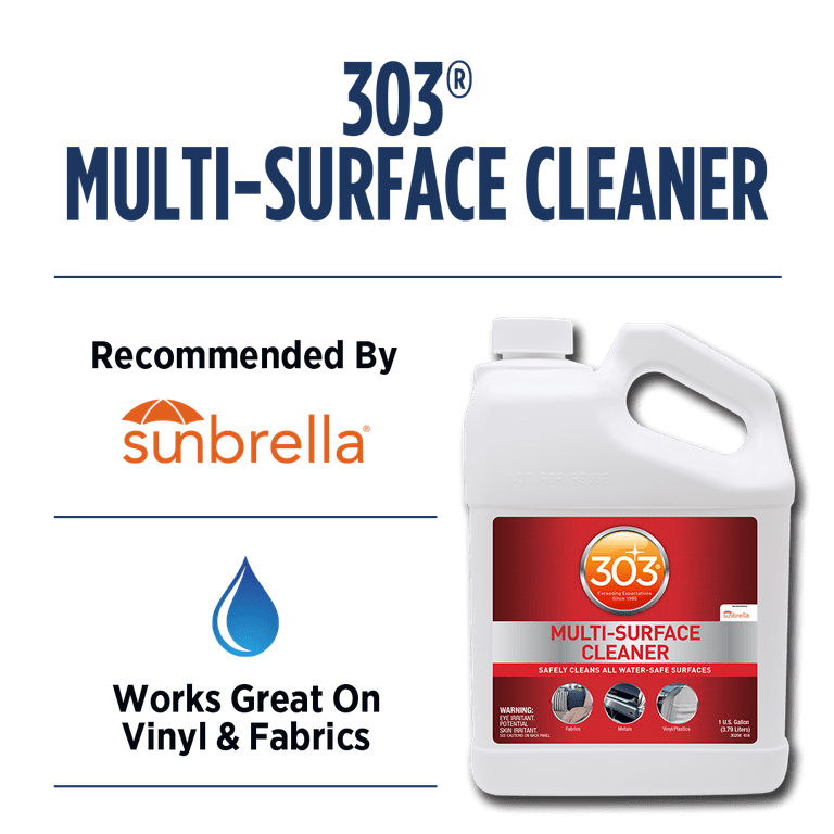 303 Multi-Surface Cleaner - Safely Cleans All Water Safe Surfaces,  Including All Types of Fabric and Vinyl, Rinses Residue Free, Manufacturer  Recommended, 1 Gallon (30570) 