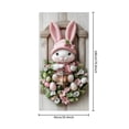 thumbnail image 3 of AZXY Easter Bunny Door Cover 71x35 Inch, Pink Bunny with Lantern on Floral Wreath Door Banner Backdrop, Spring Front Door Decorations for Outdoor Porch Farmhouse Easter Party Wall Home Decor, 3 of 7