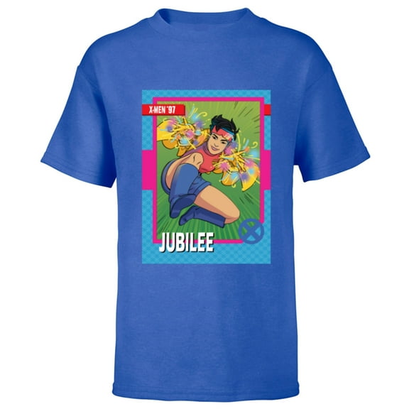 Marvel Studios X-Men ’97 Jubilee Retro Trading Card- Short Sleeve T-Shirt for Kids - Customized-Royal