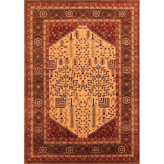 Ahgly Company Indoor Rectangle Oriental Orange Industrial Area Rugs, 3' x 5'