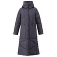 thumbnail image 6 of TFEOQRY Women's Cotton Parkas Padded Coats Casual Solid Color Knee Hooded Long Sleeve Thermal Cotton Jacket Purple, 6 of 9