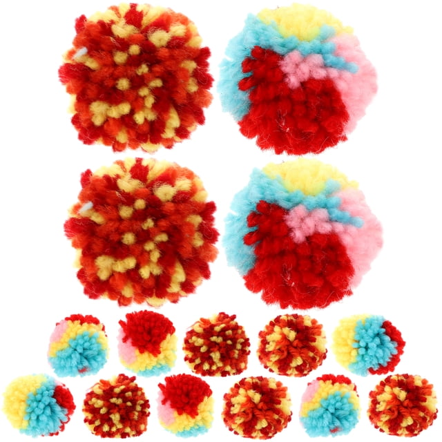 15 juguetes con pompones para gatitos, pelota de descompresión para gatos, pelota de peluche para masticar.