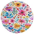 thumbnail image 3 of Floral Colorful Flower Washable Round Rug -Circle Area Rugs for Nursery Bedroom, Vintage Non Slip Non Shedding Low Pile Carpet for Living Room Coffee Table Entryway, 3 of 6
