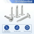 thumbnail image 4 of 300Pcs #10x5/8" Self-Tapping Screws, 410 Stainless Steel Phillips Self Drilling Screws Flat Head Sheet Metal Screws for Industry, Furniture Repair, Silver, 4 of 6