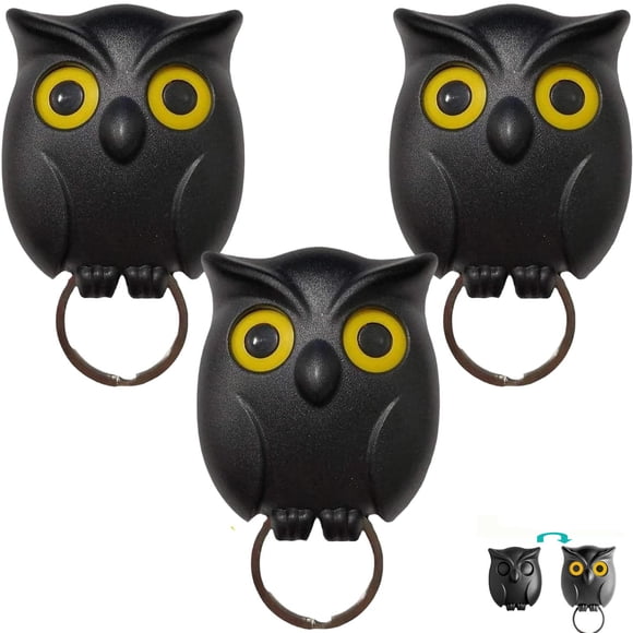 RKSTN Key Buckle 3Pcs Owl Shape Key Hook Punch-Free Magnetic Hook Office Supplies