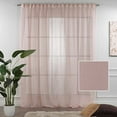 thumbnail image 2 of 3S Brother's Pink Linen Look Extra Long Set of 2 Panels Sheer Curtains Rod Pocket & Back Tab Home Décor Window Custom Made Drapes 10-30 Ft. Long -Made in Turkey Each Panel (100"W x 63"L), 2 of 6