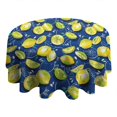 thumbnail image 4 of Yellow Lemon Fruit Slices Blue Pattern Round Tablecloth 60"x60",Wrinkle Wipeable Table Cloth for Kitchen Dining Room Picnic Patio Party, 4 of 6