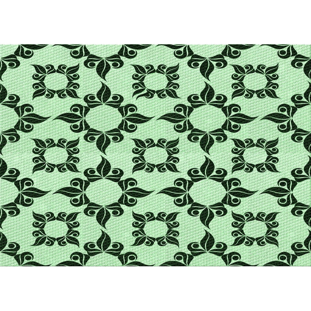 Ahgly Company Machine Washable Indoor Rectangle Transitional Medium Forest Green Area Rugs, 5' x 7'
