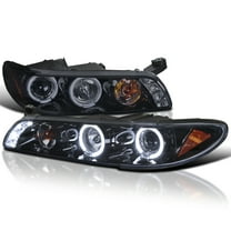 Spec-D Tuning Glossy Black Housing Light Smoke Lens LED Halo Projector Headlights   Corner Lights Compatible with 1997-2003 Pontiac Grand Prix, Left   Right Pair Headlamps Assembly