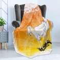thumbnail image 4 of Goat Soft Flannel Fleece Throw Blanket, Horned Animal Ranch Theme 2 Mammals Standing on Vibrant Grungy Background, Cozy Plush for Indoor and Outdoor Use, 70" x 90", Orange Yellow White, by Ambesonne, 4 of 5