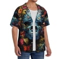 thumbnail image 2 of Gukieu Butterfly Flower Skull A Print Men's Short-sleeved Shirts, Button-down Pocket Shirts, T-shirts, Beach Vacation Travel Summer Clothing-3X-Large, 2 of 5