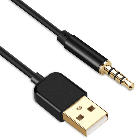 AGPTEK 3.5mm Male AUX Audio Jack To USB 2.0 Male Charge & Data Cable for MP3 MP4 Players, Recorders, 2.6 Feet, (Best Aux Cable Brand)