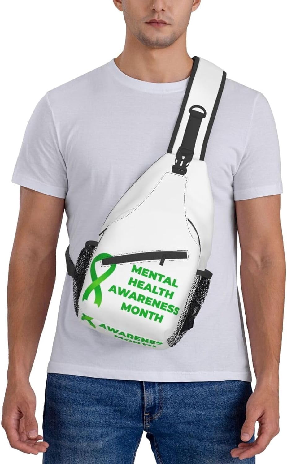 In July I Wear Green for Minority Mental Health Awareness Month Sling Bag Crossbody Hiking Travel Chest Bags Backpack Shoulder Daypack for Women Men
