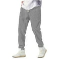 thumbnail image 1 of Casual Pants for Men with Elastic Waist and Drawstring, Solid Color Sport Style, Full Length, Polyester Fabric, for Outdoor or Home Wear, 1 of 6