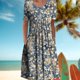 thumbnail image 4 of Vestido De Mujer Vestidos casuales florales Vestido plisado de verano suave para fiesta navideña (Azul M) Cgtredaw para Mujer Azul T XXL, 4 of 6
