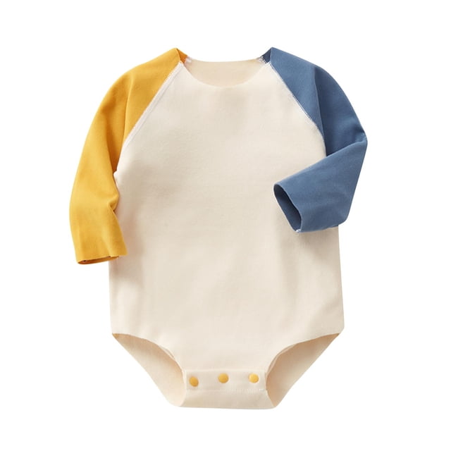 MeetoTime Baby Clothes Bodysuit Velvet Round Neck Long Sleeve Button Fall Winter Keep Warm Jumpsuits Splice Toddler Crawling Clothes