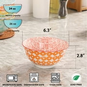 Cereal Bowls, 26 Oz​ Ceramic Bowls, Set of 6 Soup Bowls, Bowls for Kitchen, Bowl Set for Salad, Pasta, Oatmeal, 6.3 Inch-​Microwave Dishwasher Safe