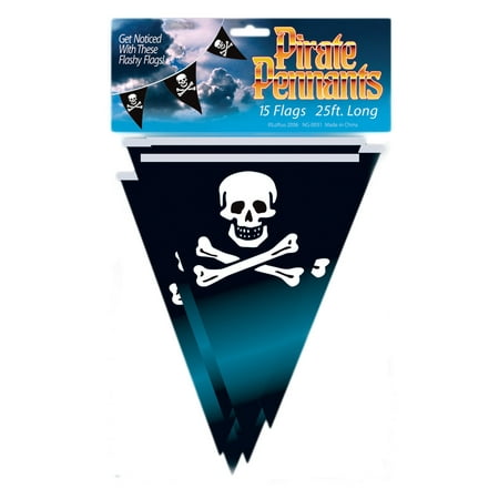 Loftus Party Pirate Skull & Crossbones 25' Pennant Banner, Black