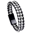 thumbnail image 1 of Pulsera de cuero sintético con doble círculo trenzado vintage azul de tendencia para hombre., 1 of 5