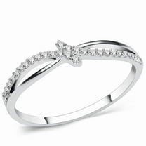 Alamode TS074-7 Women Rhodium 925 Sterling Silver Ring with AAA Grade CZ in Clear - Size 7