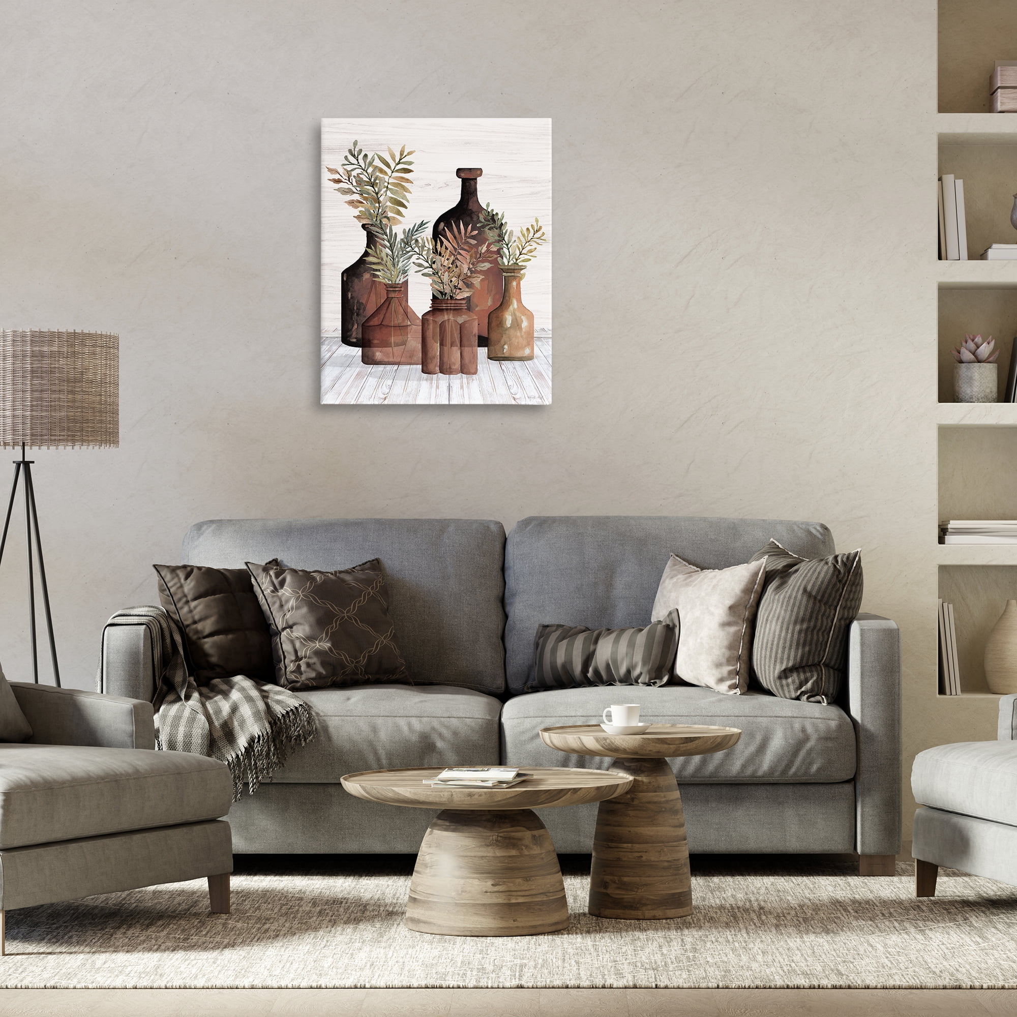 Stupell Industries Brown Pottery Botanicals Plants & Flowers Painting Wrapped Canvas Art Print Wall Art, 24 x 30