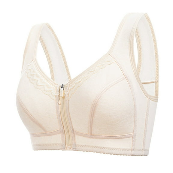 HongQid Front Closure Bras for Women, Comfortable Bra Plus Size No Underwire Zipper Closing Bra